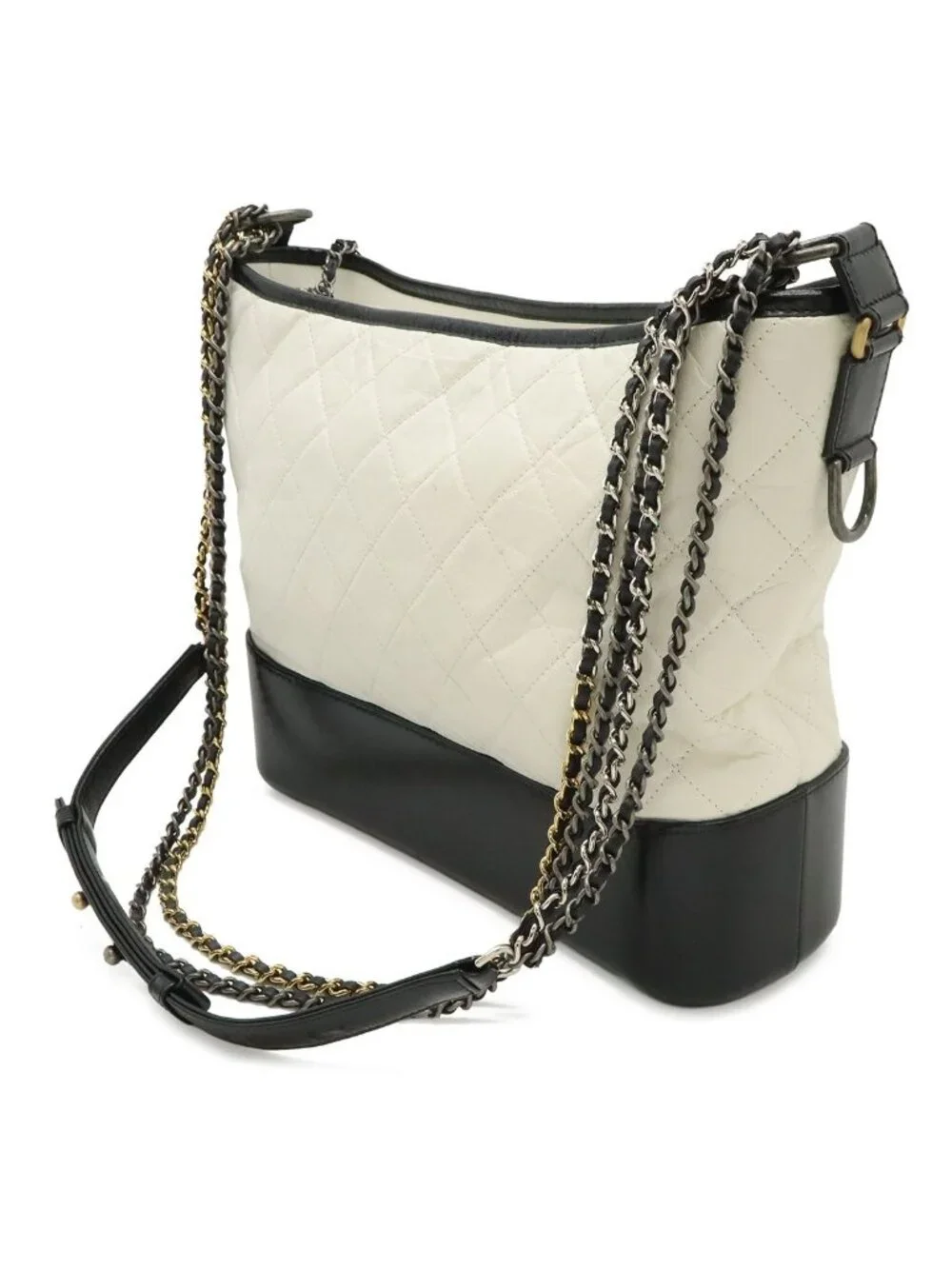 Chanel Gabriel de Large Hobo Chain Shoulder Bag Calfskin Bicolor White Black